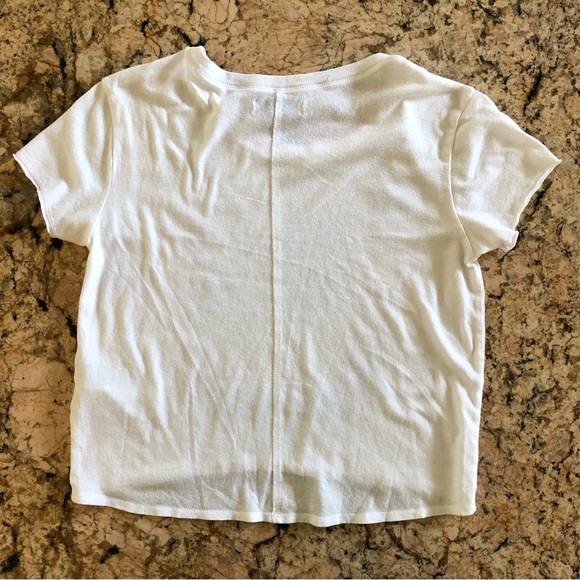 abercrombie kids🌸floral screen print silver tone sparkle logo white tee L / 14 - Picture 4 of 6